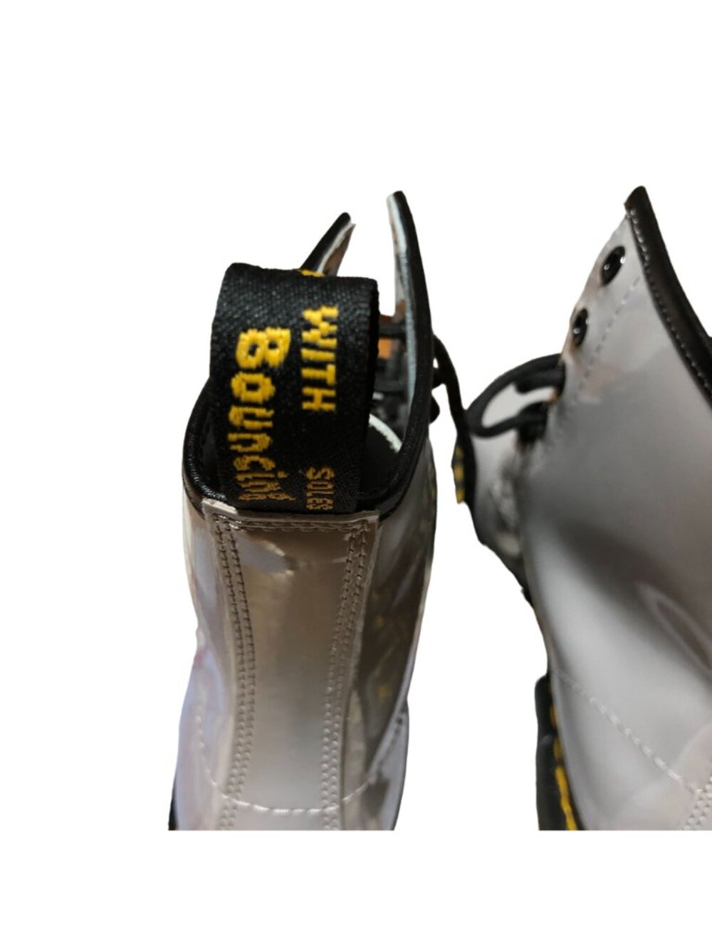 Dr Martens Combat Boots Airwair Zinc Gray Womens 7 AW004 Patent Leather Lace Up - Picture 7 of 12